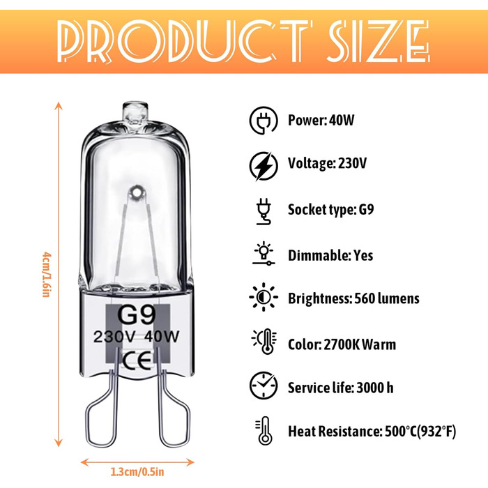 Лампа для духовки Skeadex 2 шт. G9 25W 230V, 2700K тепла біла лампочка для духовки до 300C термостійка, лампа для духовки та мікрохвильовки (2 шт.)