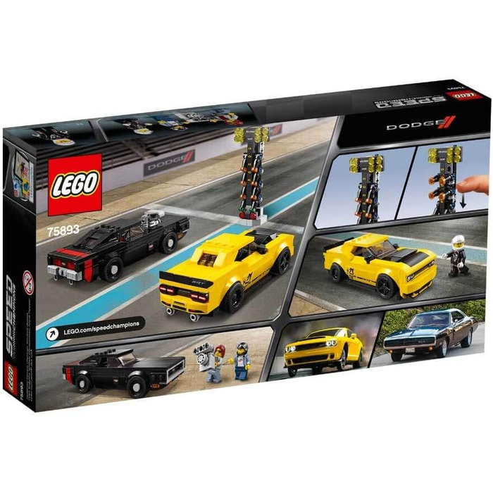 Конструктор LEGO 75893 Speed Champions 2018 Dodge Challenger SRT Demon і Dodge Charger R/T 1970 року, ралійний автомобіль, іграшко