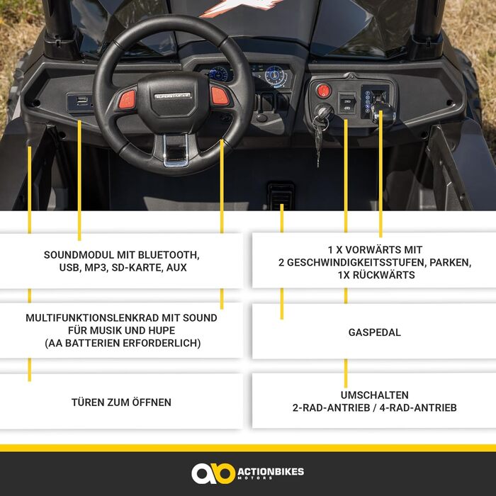 Дитячий електромобіль UTV Buggy MX 2.4 Ghz Пульт дистанційного керування - 2 шт. 12 Вольт 7 AH Акумулятор - 4 двигуни 12 Вольт 35