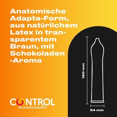 Презервативи з натурального латексу CONTROL CHOCOLATE зі смаком шоколаду - 24 шт. и. Шоколадно-коричневі, 24 шт. и (1 упаковка)