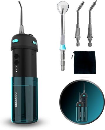 Портативний іригатор для зубів з акумулятором ToothCare Jet Fresh комплексний очищувач для порожнини рота з 3 насадками. 1200 об/хв, резервуар для води 180 мл, бездротовий, водонепроникний IPX7, 3 режими та 20 днів автономної роботи.