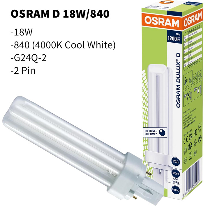 Лампа Osr Dulux-D 18 Вт/840