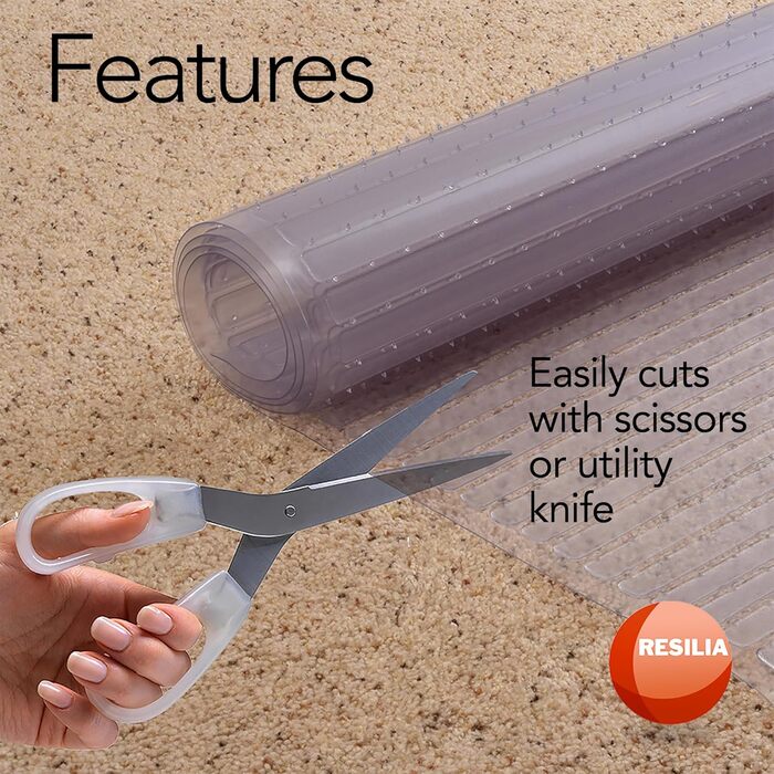 Килимова доріжка з високим ворсом RESILIA пластиковий вініловий захисний килим та килимок, водонепроникний, прозорий, 68 см завширшки x 180 см завдовжки, зроблено в США, 69 x 183 см (доріжка), безбарвна