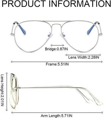 Окуляри з фільтром синього світла Junsika Класичні сонцезахисні окуляри-авіатори з металевою оправою без рецепта ПК Gaming Anti Bluelight окуляри унісекс A3 срібло
