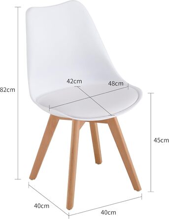 Обідні стільці, ніжки з масиву дерева товщиною 28 мм, м&39який стілець, обідній стілець Oslo, комплект з 4 шт. , білий, 521249 4 Білий