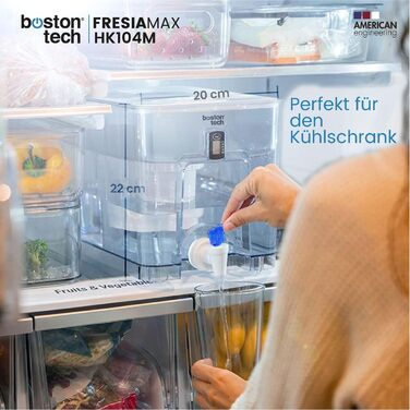 Фільтр для води FRESIAMAX з краном. Фільтр для води диспенсер 7,5 л. картридж. Зменшення вмісту вапна, хлору, таких металів, як свинець і мідь. ідеальний розмір для холодильника. Цифровий дисплей. Без BPA.