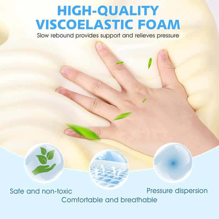 Подушка NEWHEY з піни з ефектом пам&39яті, ергономічна подушка для голови від болю в шиї, ортопедична подушка, подушка для підтримки шиї для сну на боці, спині та животі