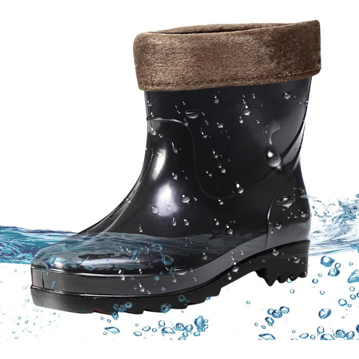 Чоловіче водне взуття/гумові чоботи, короткі гумові чоботи, гумові чоботи для садівництва, гумові черевики, для подорожей та походів, чорні, розмір 39 1/3 EU