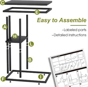 С-подібний приставний столик, приставний столик до дивана, журнальний столик, маленький столик, столик до дивана, тумбочка для ліжка, бічний столик, приставний столик до дивана, маленький столик для ноутбука, столик до дивана, дерев&39яне оздоблення, чорн