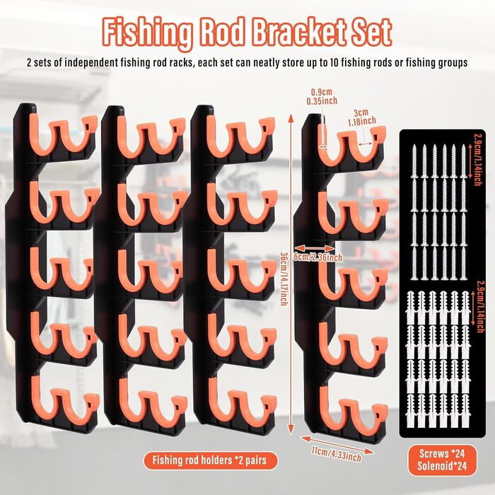 Настінний тримач для вудки з 2 предметів із силіконовими захисними накладками, настінне кріплення для вудки в гараж, широкий тримач для вудки, стійка для вудки, кріплення на стіну або стелю, стійка для риболовлі, тримач для вудки на 20 вудок