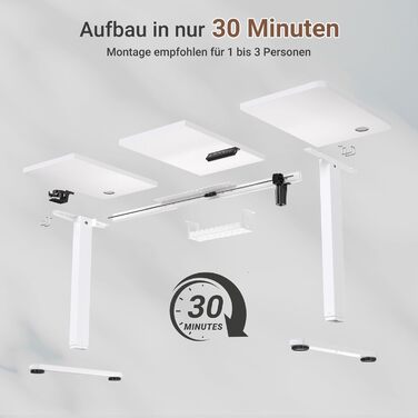 Стіл з регульованою висотою та портом зарядки USB-C, 120 x 60 см, функція пам&39яті. Міцний стіл з електричним регулюванням висоти, стіл для роботи сидячи та стоячи, регульований комп&39ютерний стіл, білий, 120 x 60 см.