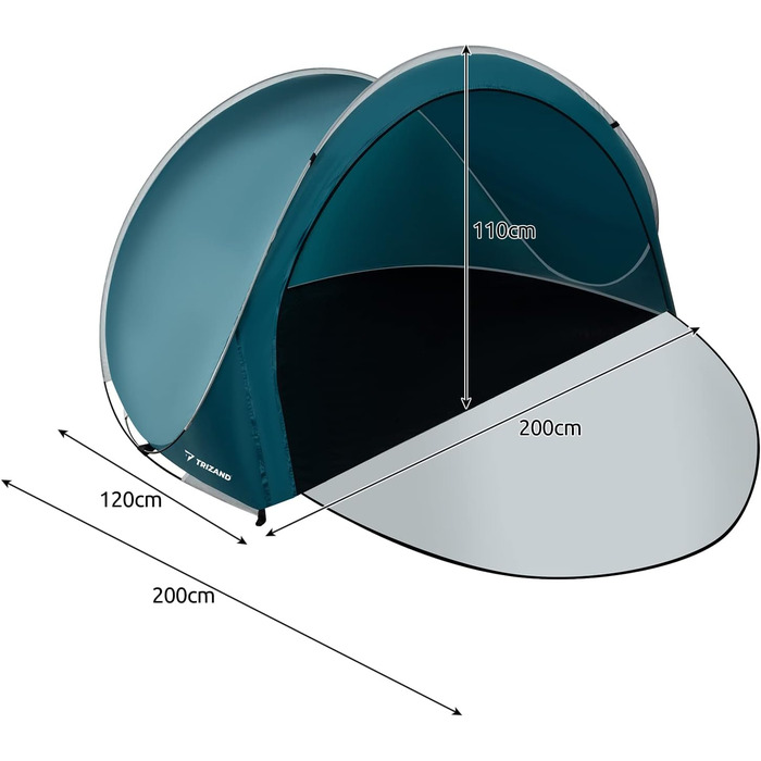 Пляжний навіс TRIZAND, що висувається, 200 120 110 см Складаний ширмовий екран, захищений від ультрафіолету та вітру із замком надлегкий 1,35 кг кілочки та сумка для перенесення в комплекті 21267