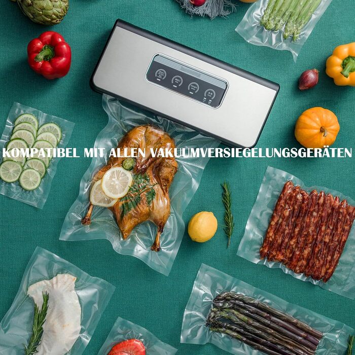 Вакуумні пакувальні пакети Warmfay 150 пакетів 15x20 см (50) і 20x25 см (50) і 25x35 см (50), вакуумні пакети для їжі для всіх вакуумних пакувальників, без BPA, пакети для заморожування Sous Vide, багаторазові професійні пакети з фольги 150 мішків 15x20 с