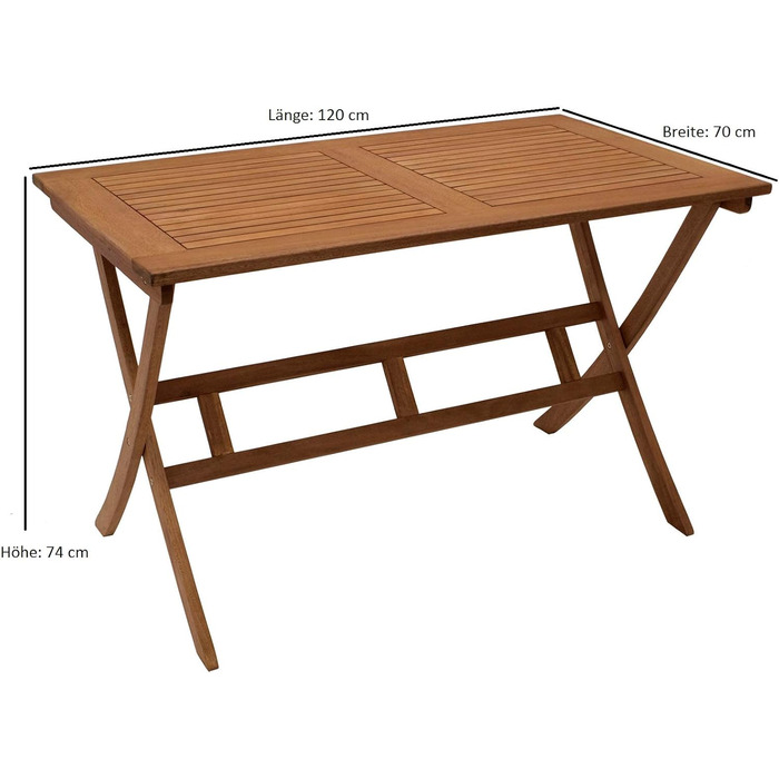 Садовий стіл DEGAMO Складаний стіл Bonita 70x120 см, евкаліптова деревина коричневого кольору, оброблена олією, сертифікований FSC, складаний, для вулиці
