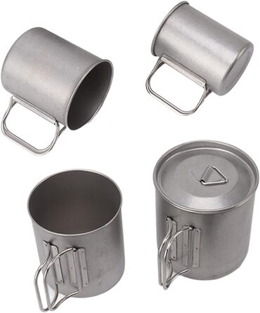 ПОРТАТИВНИЙ НАБІР КАВОВИХ/КЕМПІНГОВИХ ЧАШОК З НЕРЖАВІЮЧОЇ СТАЛІ ДЛЯ АКТИВНОГО ПРОЖИВАННЯ НА СВІЖОМУ ПОВІТРІ