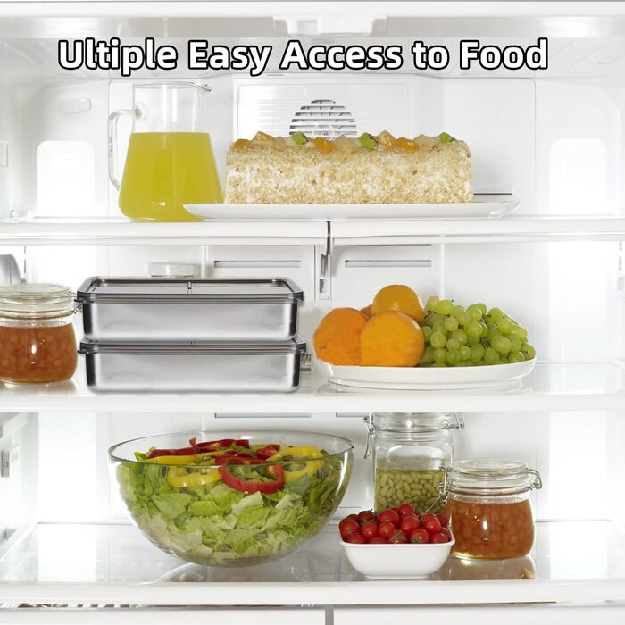 Набір із 4 контейнерів для свіжих делікатесів, харчові контейнери з нержавіючої сталі, штабельовані холодильні контейнери, придатні для охолодженого та замороженого зберігання сиру, ковбаси та інших продуктів.