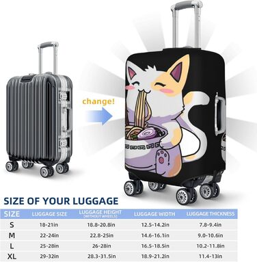 Чохол для валізи ZORIN, аніме-стиль Котик їсть рамен, захисний, водостійкий, для валіз розміром 45.7 - 81.3 см (XL)