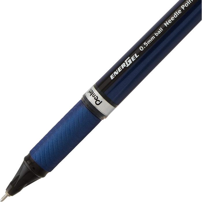 Рідка гелева ручка Pentel EnerGel NV, 0,5 мм, Fine Line Limited, кінчик голки, чорне чорнило, коробка 12 шт. (BLN25-A)