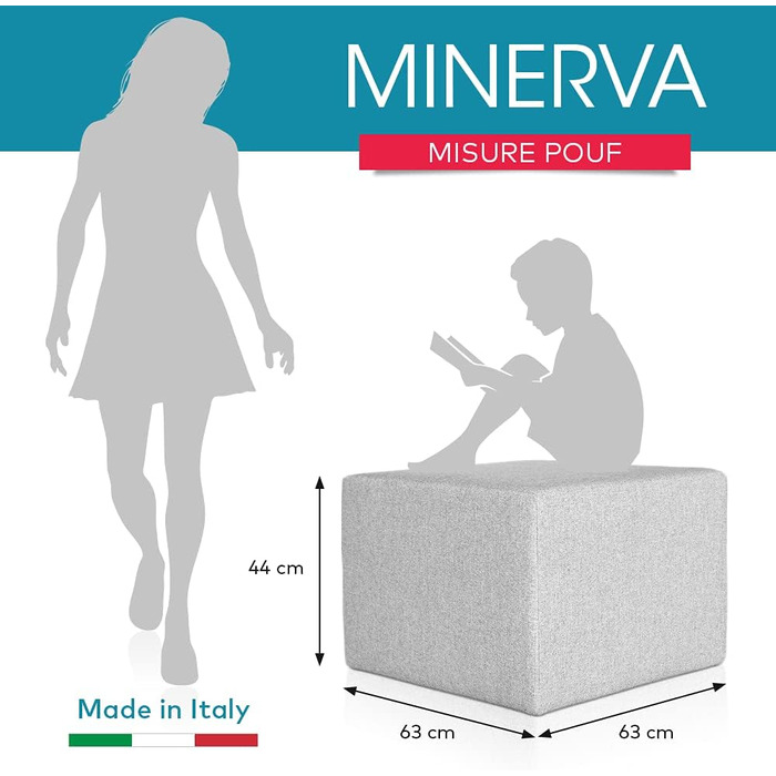 Пуф-підніжка Deshome 63x63x44 см Водовідштовхувальна тканина Сучасний дизайн пуфа для дивана Вітальня Спальня, Пуф-підніжка, Пуф Мінерва сірий