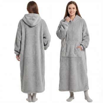 Ковдра Qutool з капюшоном та рукавами, м&39яка тепла ковдра для дорослих, светр для обіймів у подарунок для жінок, мам, 129x85 см, сірий довгий