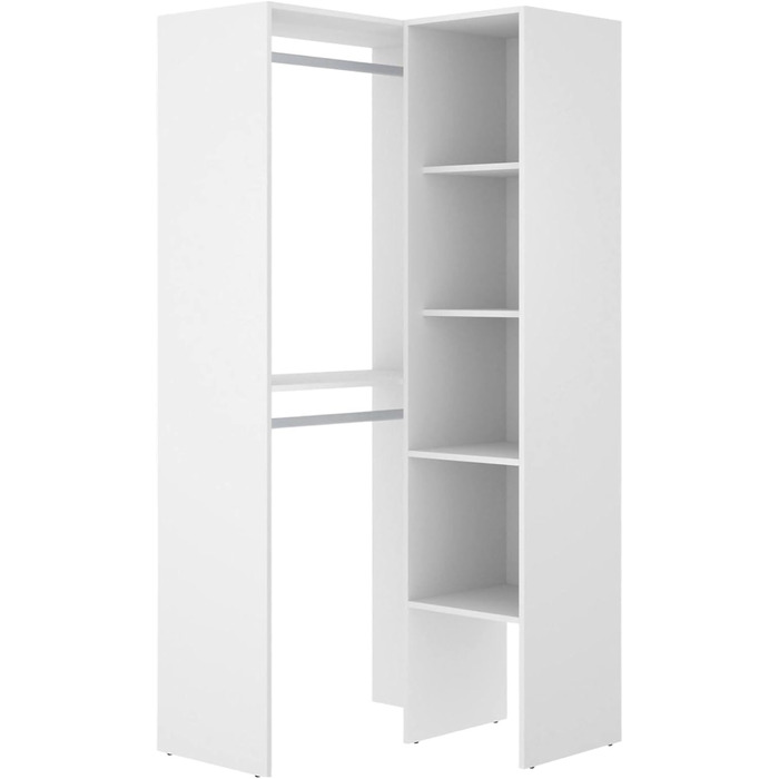 Велика шафа Bernina, каркас для кутової гардеробної, відкрита кутова вішалка для одягу, 79x88h186 см, білий