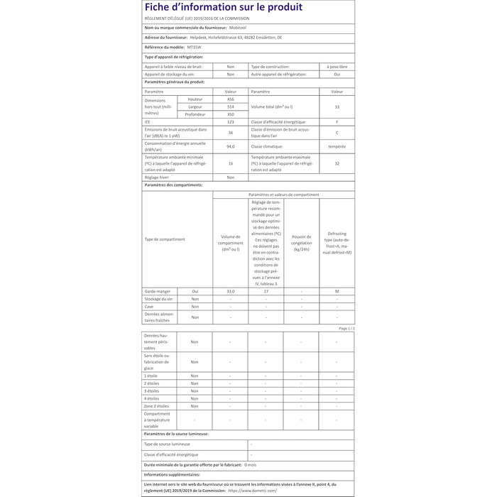 Портативний електричний кулер Mobicool MT35W, 34 літри, 12/230 В, 33 літри