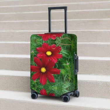 Чохол для багажу Червона троянда з принтом, еластичний захист від подряпин та пилу для валіз, чорний, розмір 80