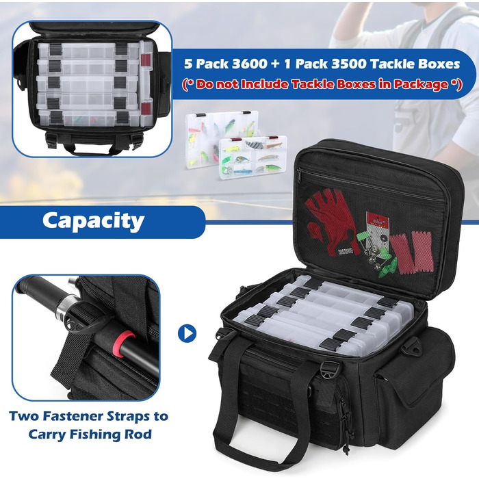 Рибальська сумка DSLEAF для снастівних ящиків 3500/3600 (лише сумка), м&39яка сумка для снастей з водонепроникним дном та ремінцями для тримання вудок для морської або прісноводної риболовлі