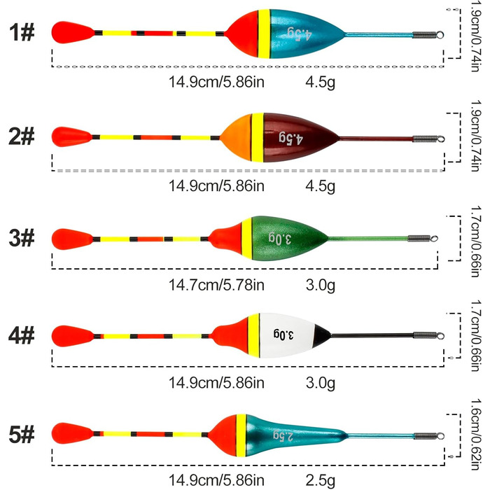 Набір поплавців для риболовлі 10 предметів Поплавок для лову форелі 0,6 г/0,8 г/1,2 г/2,5 г/3 г/4,5 г Набір поплавців для риболовлі