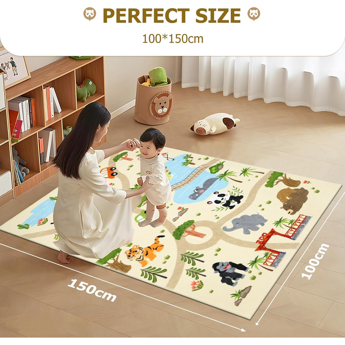 Товстий ігровий килимок дитячий килимок ультра м'який нековзний ігровий килимок, що миється зоопарк тварин дитячий килимок для дів