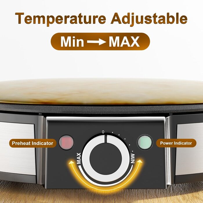 Млинниця, електрична млинниця 1200 Вт, нагрівальна поверхня Ø 30 см, антипригарне покриття, безступінчасте регулювання температури