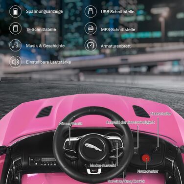 Дитячий електромобіль COSTWAY Jaguar з історіями та музикою, клаксоном та фарами, дитячий автомобіль на 12 В з пультом дистанційно