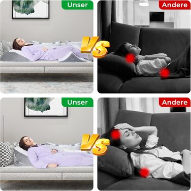 Регульована клиноподібна подушка, подушка для читання з піни високої щільності з валиком для шиї для ліжка та дивана, ергономічна клиноподібна подушка для ліжка від рефлюксного апное сну, подушка для ніг, подушка для спини для читання, гри або перегляду т