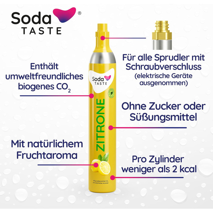 Економ пакет Mysoda Ruby - алюмінієвий виробник газованої води з пластиковою пляшкою об'ємом 1 л і 0,5 л без бісфенолу А, циліндр CO2 Classic циліндр CO2 Lemon (білий)