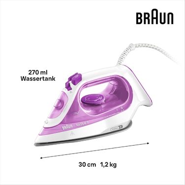 Парова праска Braun TexStyle 3 SI 3030 PU - праска з підошвою FreeGlide 3D, функція самоочищення, 2300 Вт, подача пари 140 г / хв,