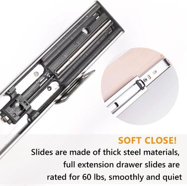 Висувні шухляди для шаф, 58,9 см Ш х 53,3 см Д, м'яке закриття, висувні, дерев'яні, органайзер для зберігання, для кухні, вимагає