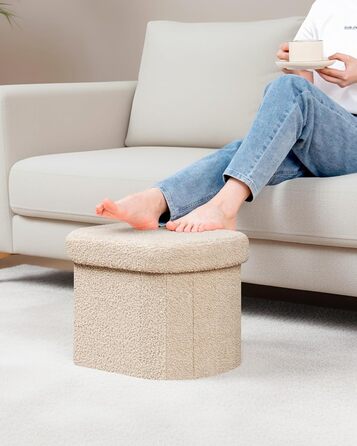 Лавка для зберігання Bonlife, Складана скриня для зберігання, Пуф для ніг, Love, для спальні, вітальні, коридору, Бежевий, 41 x 31 x 31 см (Бежевий 41Г x 31Ш x 31В см)
