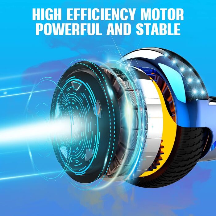 Гіроскутер GeekMe з сидінням – гіроскутери-говеркарт з Bluetooth-динаміком та світлодіодними ліхтарями, подарунок для дітей, підлітків та дорослих, синій