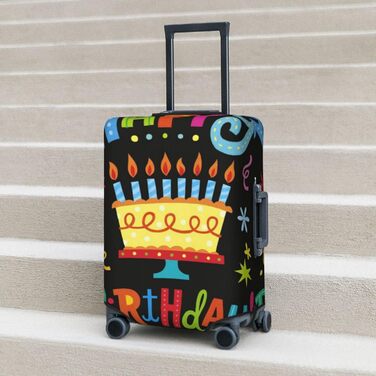 Чохол для валізи Щасливого Дня Народження, великий розмір, захисний, міцний, підходить для валіз розміром 45.7 - 81.3 см, XL, чорний