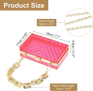 Прозора сумка-клатч QUARKZMAN для жінок, акрилова сумочка у формі V з відстібною ланцюжком для подорожей та офісу, рожево-золота