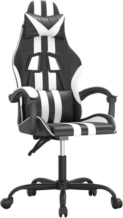 Геймерське крісло з функцією відкидання, штучна шкіра чорний/білий, 57,5x59,5x121-131 см, для ігрового досвіду Модель 3143823