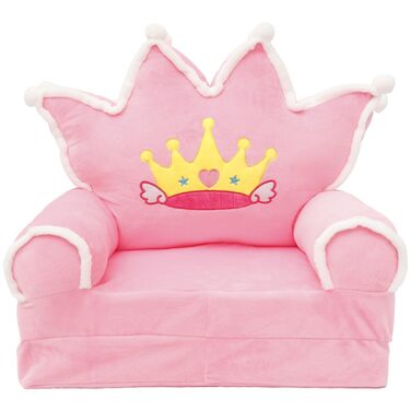Дитяче крісло, зручний дитячий диван-ліжко, розкладний диванчик для малюків, легке дитяче крісло-шезлонг, портативний диванчик для дітей віком від 1 до 4 років (рожева хутряна корона з кульок)