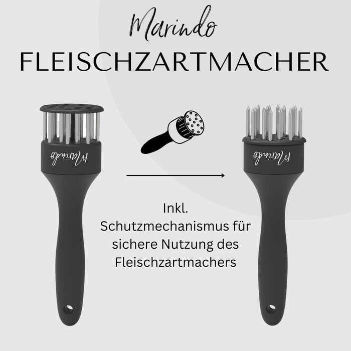 Набір для розпушування м'яса Marindo - розпушувач м'яса та щітка для чищення в комплекті двосторонній розпушувач м'яса з нержавіючої сталі, можна мити в посудомийній машині розпушувач м'яса з 20 лезами з нержавіючої сталі