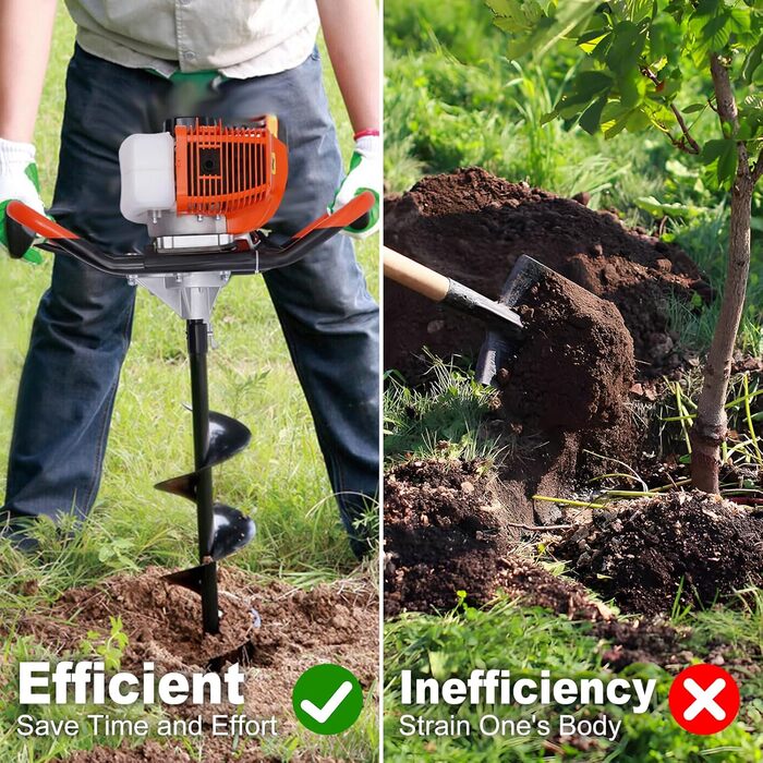 Садовий бурильник для стовпів, 4 фути, ручний, з гострими міцними лопатями, 31,5 дюйми для швидкої посадки цибулин, розсади та встановлення стовпів (діаметр 10 см)