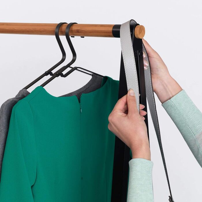 Вішалка для одягу Linn - Дві полиці з регульованою висотою - Вішалка для одягу - Вішалка для одягу - Розвішування, провітрювання або сушіння одягу - Економія місця - Стабільна та стабільна - Чорна - Велика