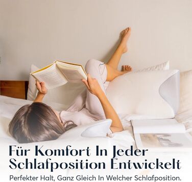Подушка Dream Deep Contour з піни з ефектом пам&39яті, ортопедична підтримка шийного відділу хребта для полегшення болю в шиї, плечах та спині, ергономічна подушка для сну на боці, спині та животі, біла