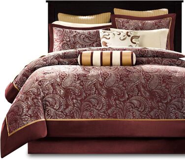 Затишний комплект ковдр Madison Park Aubrey, штучний шовк, жаккард, візерунок Пейслі, всесезонна пухова альтернативна постільна бі