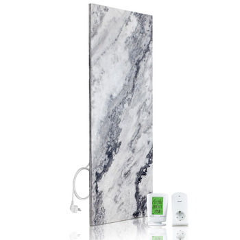 Інфрачервоний обігрівач Qarama з натурального каменю потужністю 800 Вт суцільний настінний обігрівач із справжнього натурального каменю, енергозберігаючий та тихий, включаючи цифровий термостат, виготовлений у Німеччині з 5-річною гарантією. Qarama потужн