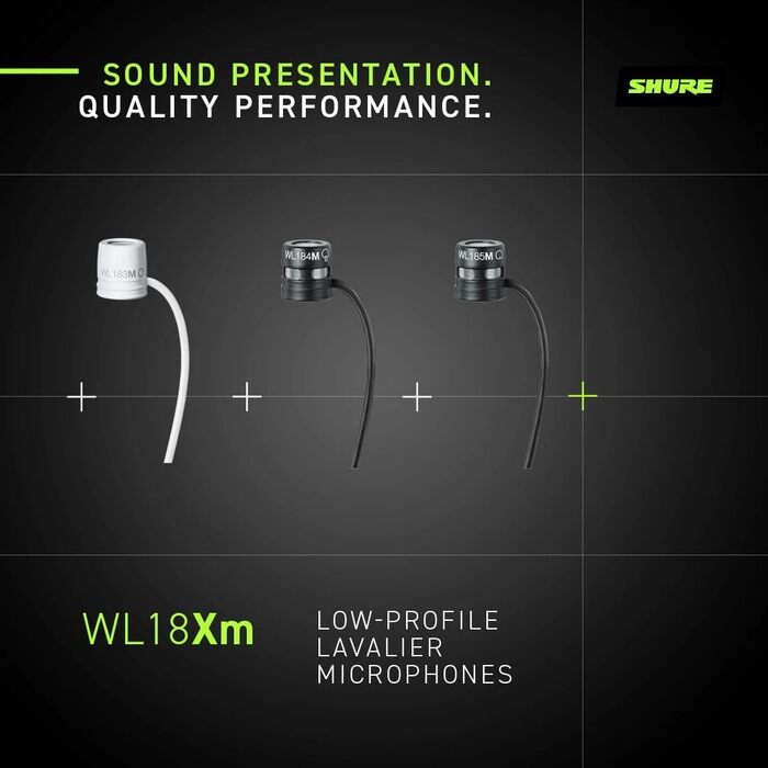 Петличний конденсаторний мікрофон Shure WL185MB/C-TQG, кардіоїдний, чорний (TA4F, з вітрозахистом та кліпсою)