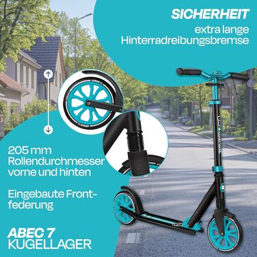 Самокат GLOBBER NL 205 - самокат для дітей від 6 років, підлітків та дорослих - самокат 205 мм - ABEC 7 - регульований по висоті а